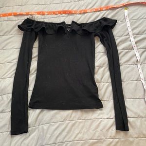 v neck off the shoulder long sleeve top